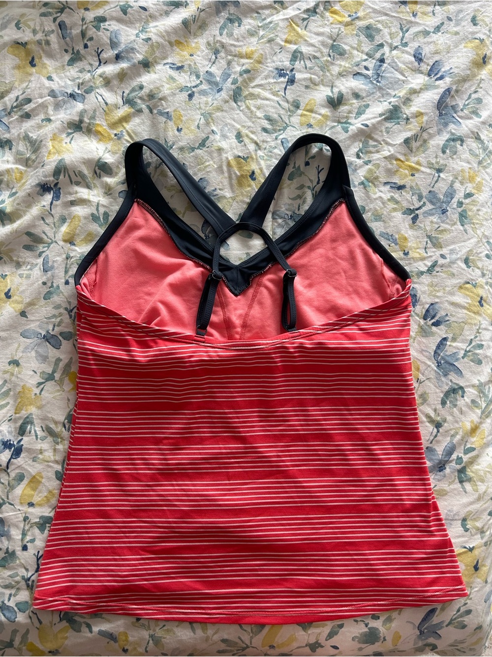 Nike Red and White Striped Racerback Tank with Navy Blue Trim - Picture 2 of 3